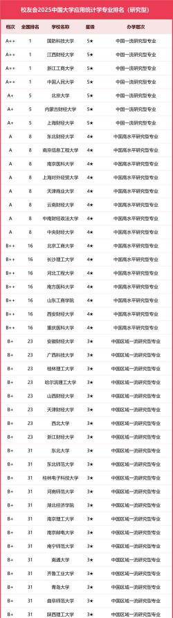 2025年统计数字专业排名